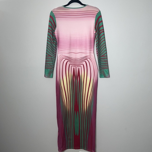 NWT! SHEIN SXY Graphic Multicolored Maxi Stretch Dress M - Picture 9 of 9